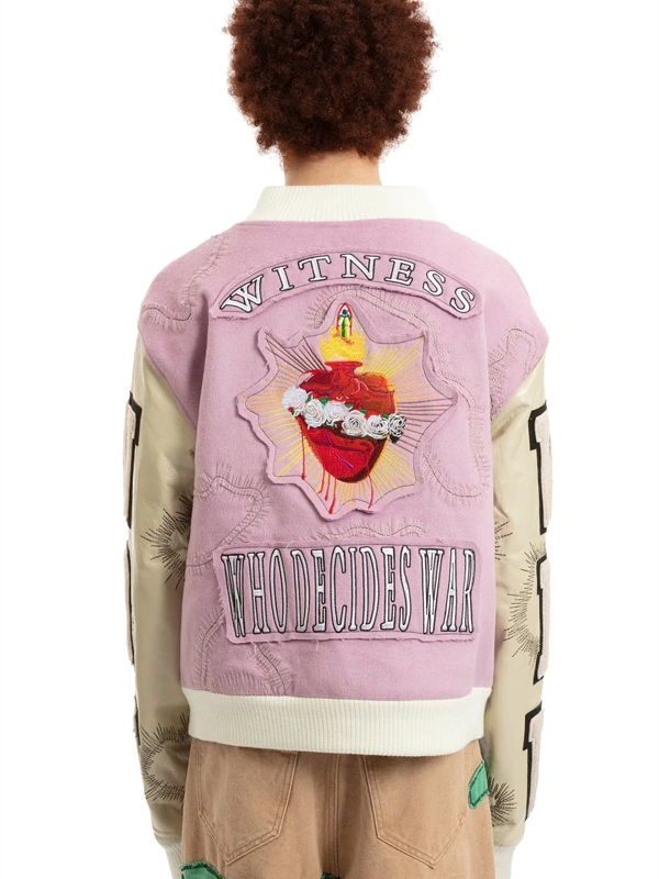 Pink Namesake Varsity Jacket Who Decides War