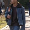 Power Book II Ghost Season 4 Tariq St. Patrick Blue Suede Sherpa Jacket