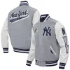 Pro Standard Heather Gray New York Yankees Script Tail Wool Full-Zip Varsity Jacket