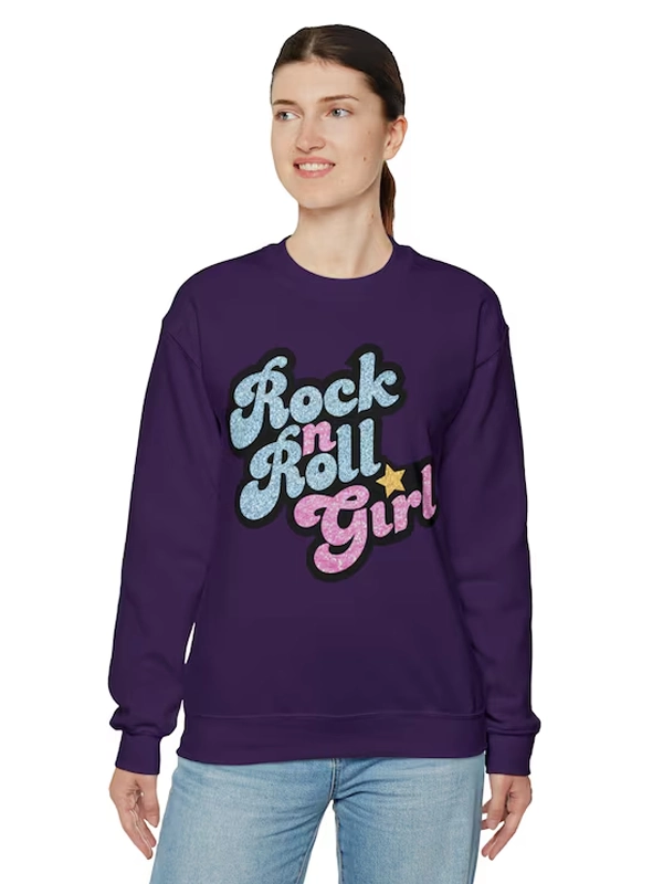 Rock N Roll Girl Purple Crewneck Purple