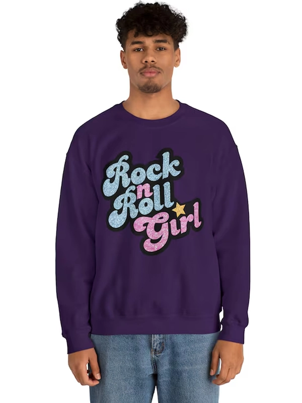 Rock N Roll Girl Purple Crewneck