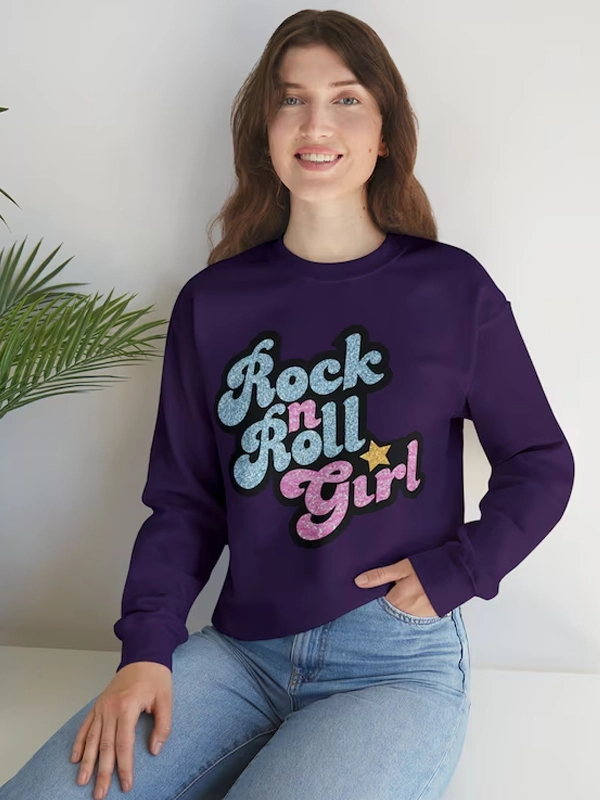 Rock N Roll Girl Sweater Purple