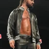 Seth Rollins Black Leather Bomber Jacket