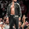 Seth Rollins White Striped Leather Jacket