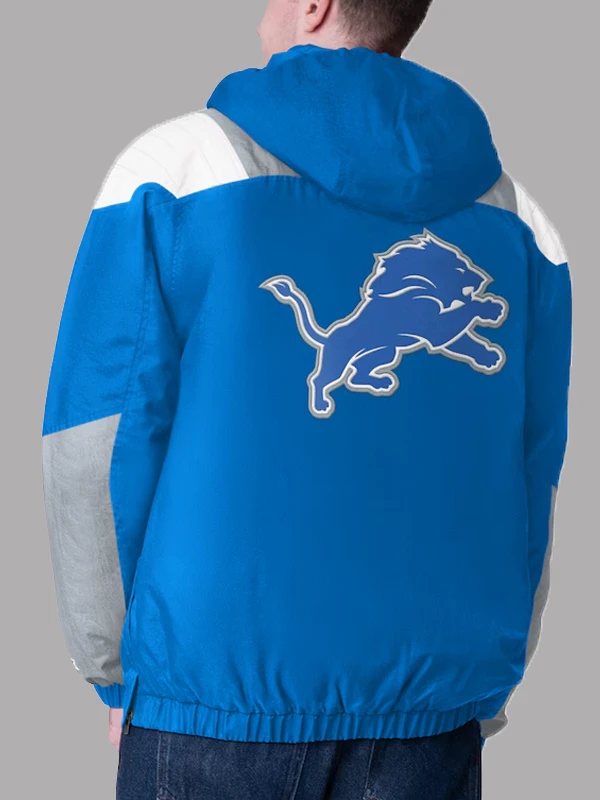 Starter Blue Detroit Lions Charger Half-Zip Pullover Hoodie Jacket