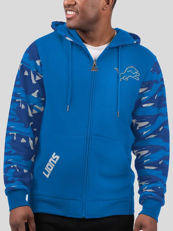 Starter Blue Detroit Lions Thursday Night Gridiron Full-Zip Hoodie