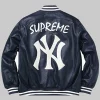 Supreme NY Yankees Blue Leather Varsity Jacket