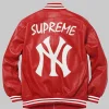 Supreme NY Yankees Red Leather Varsity Jacket