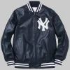 Supreme Yankees Leather Varsity Jacket Blue