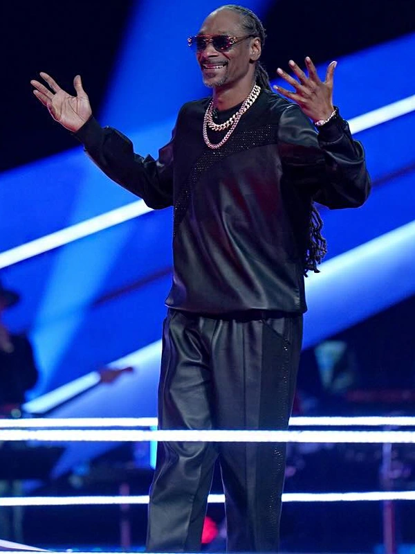 The Voice S26 Snoop Dogg Black Leather Tracksuit