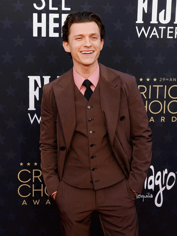 Tom Holland Double Breasted Brown Blazer