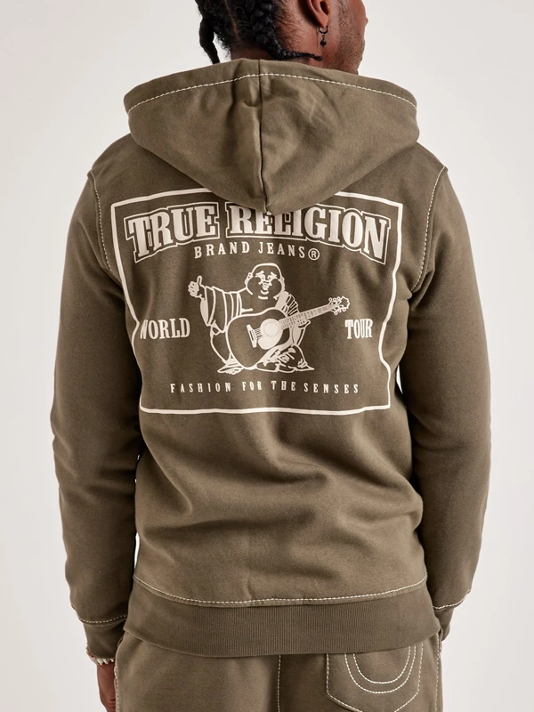 True Religion Big-T Zip-Up Hoodie Olive Green