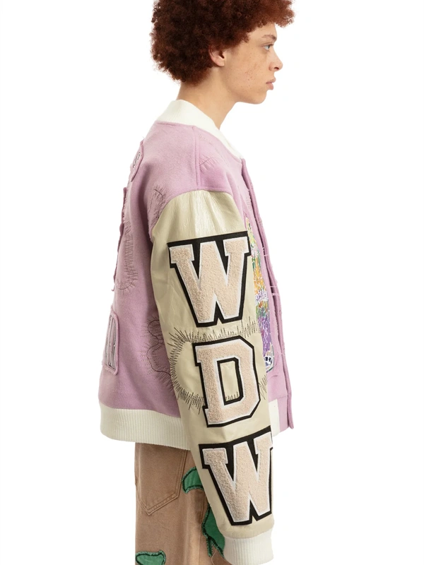 Who Decides War Namesake Pink Varsity Jacket