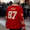 87 Taylor Swift Travis Kelce Chiefs Puffer Jacket Red