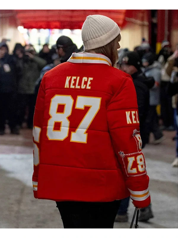 87 Taylor Swift Travis Kelce Chiefs Puffer Jacket Red