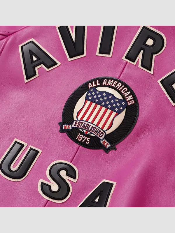 Avirex Icon Pink Leather Bomber Jacket