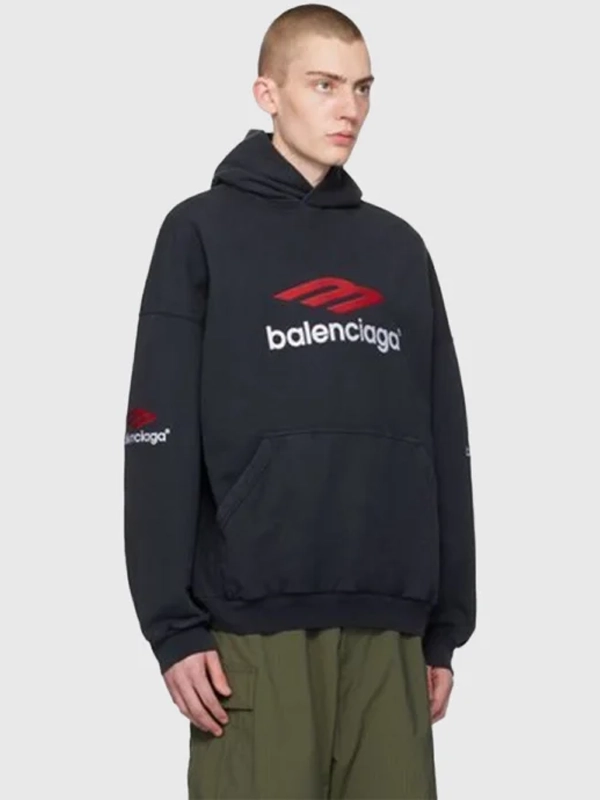 Balenciaga 3b Sports Icon Hoodie Black