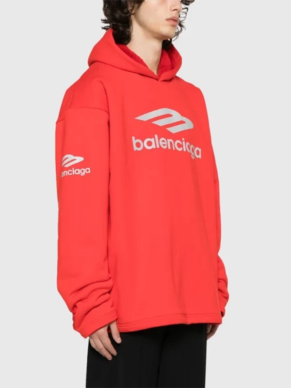 Balenciaga 3b Sports Icon Hoodie Red