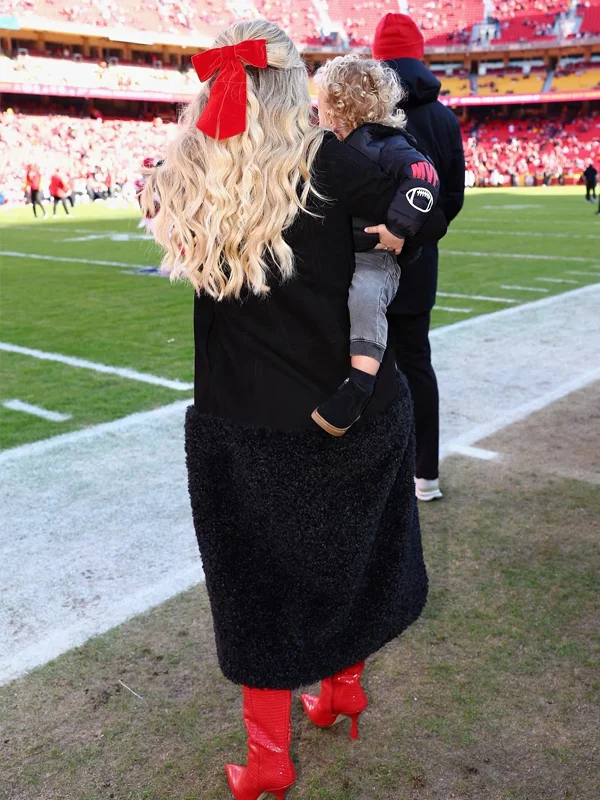 Brittany Mahomes Black Faux Fur Coat