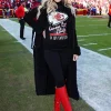 Brittany Mahomes Black Faux Fur Long Coat