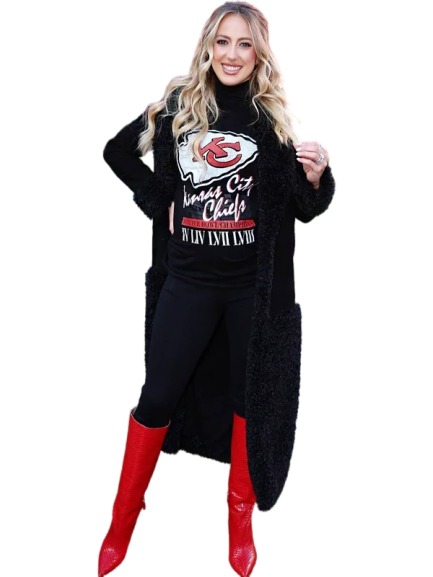 Brittany Mahomes Black Shearling Coat