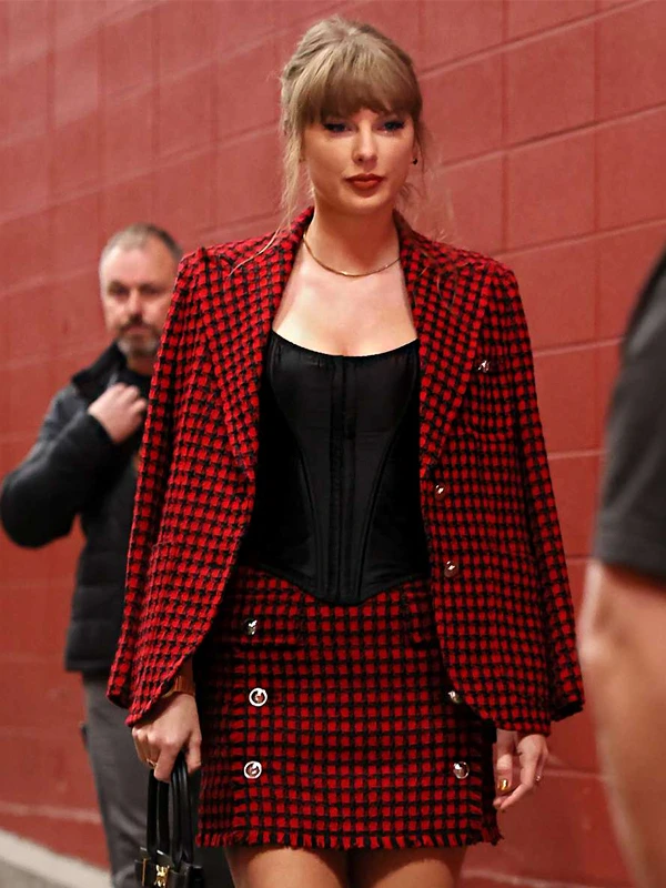 Broncos vs Chiefs Game Taylor Swift Tweed Blazer Red