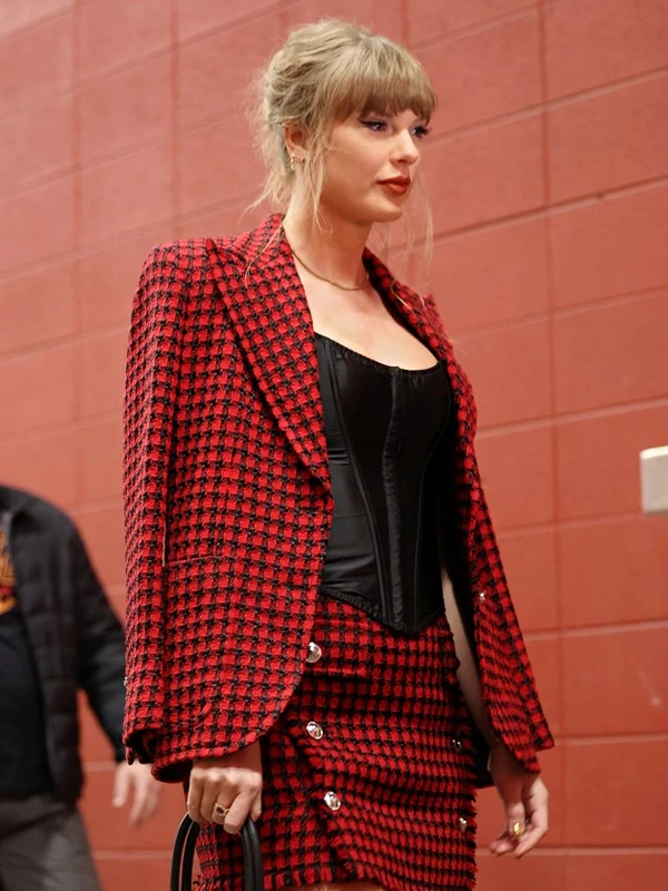 Broncos vs Chiefs Taylor Swift Red Tweed Blazer