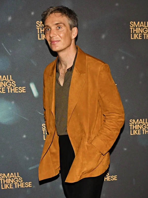 Cillian Murphy Brown Suede Leather Blazer Jacket