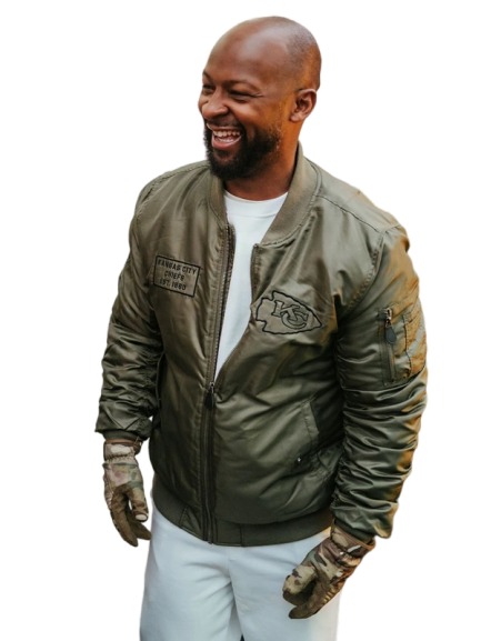 Dante Hall Kansas City Chiefs Military Green Bomber Jacket