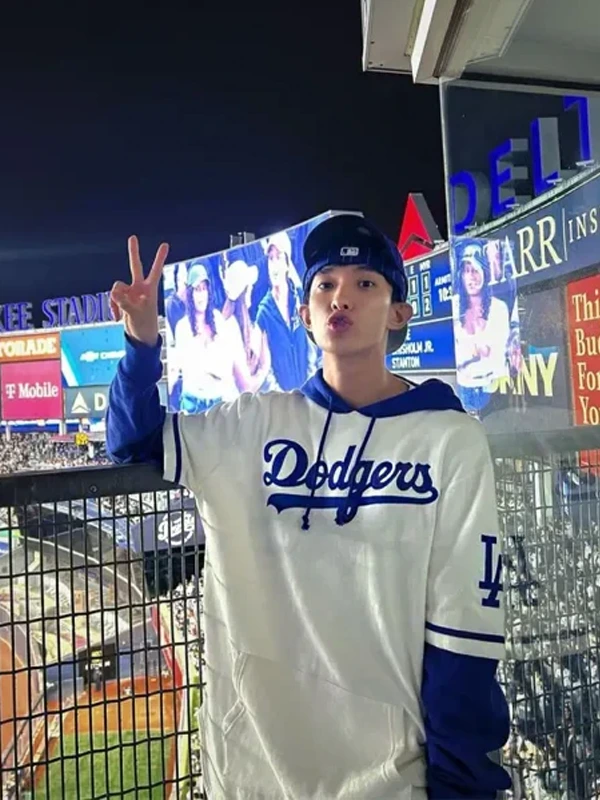 Dokyeom Dodgers Hoodie White & Blue