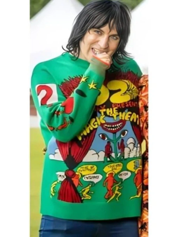 GBBO S15 Noel Fielding Green Printed Jumper