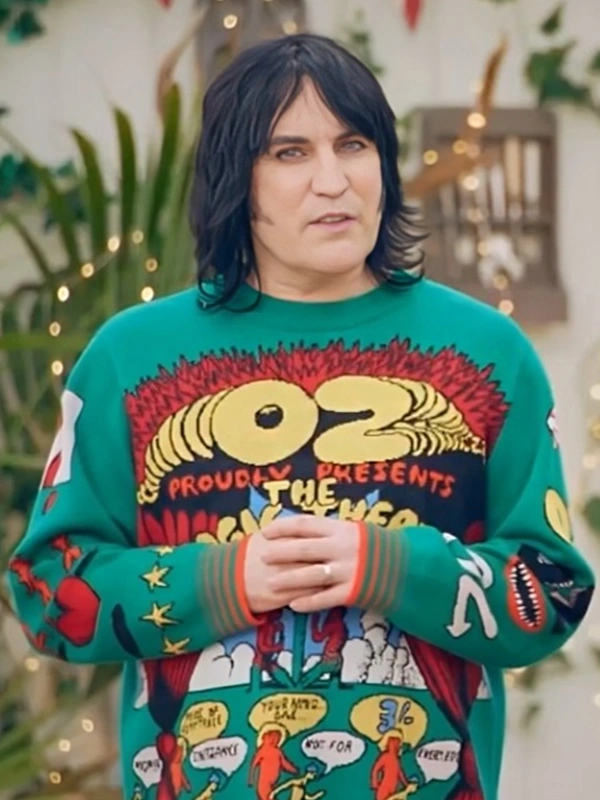 Great British Bake Off Noel Fielding Green Printed Sweater