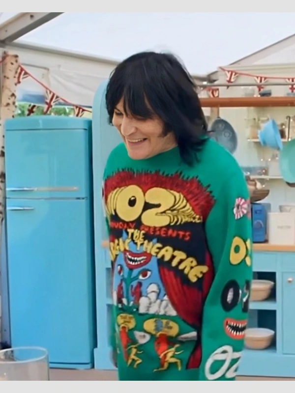 Great British Bake Off Noel Fielding Printed Green Sweater