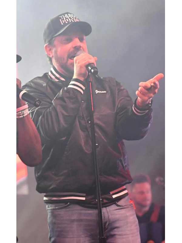 Jason Sudeikis Thundergong Varsity Jacket Black