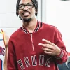 Jayden Daniels RHUDE Quarter-Zip Red Varsity Jacket