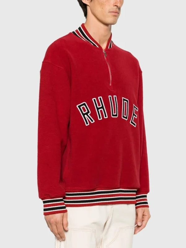 Jayden Daniels RHUDE Red Varsity Half-Zip Jacket