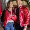 Jingle Bell Run Red Satin Bomber Jacket