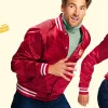 Jingle Bell Run Red Satin Varsity Jacket