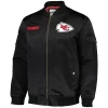 Kansas-City-Chiefs-Team-Leader-Satin-Bomber-Jacket-Black