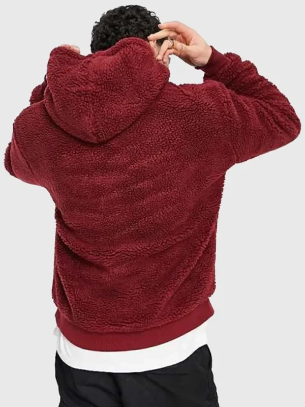 Karl Kani Metal Signature Teddy Hoodie Burgundy