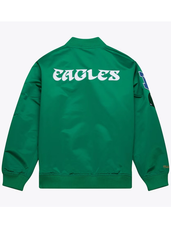 Kelly Green Philadelphia Eagles Lightweight Satin Vintage Logo Full-Zip Bomber Jacket