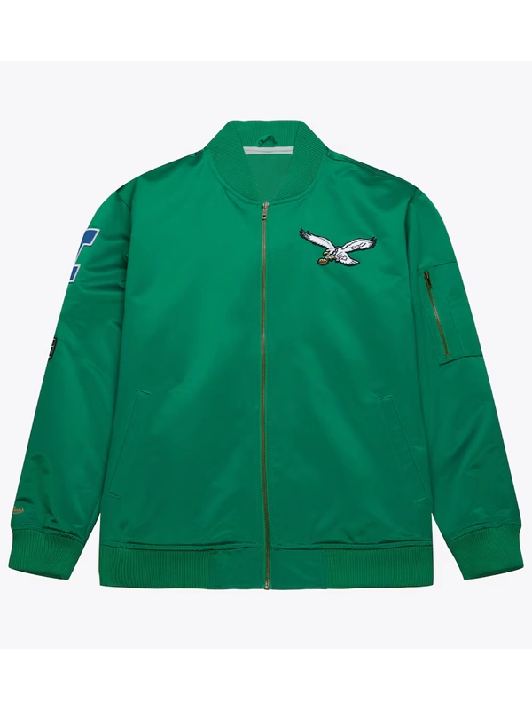 Kelly Green Philadelphia Eagles Satin Bomber Jacket