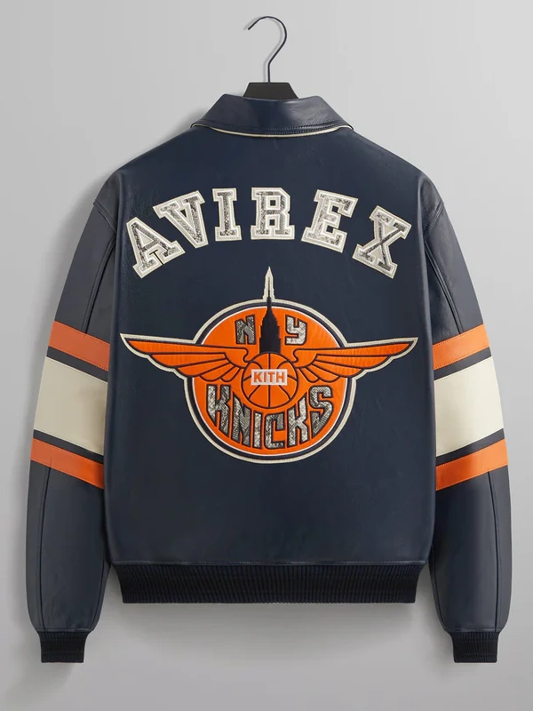 Kith & AVIREX for the New York Knicks Legend Leathe Bomber Jacket Blue