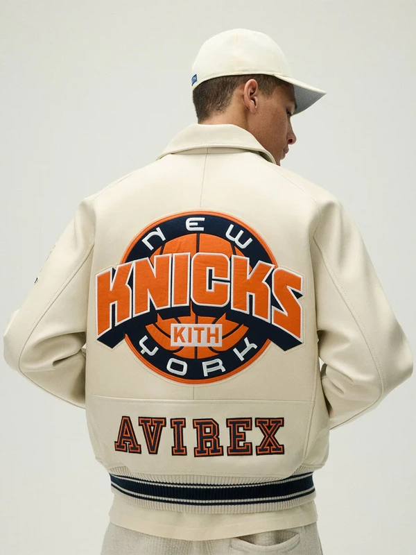 Kith & Avirex for the New York Knicks Icon Leather Bomber Jacket