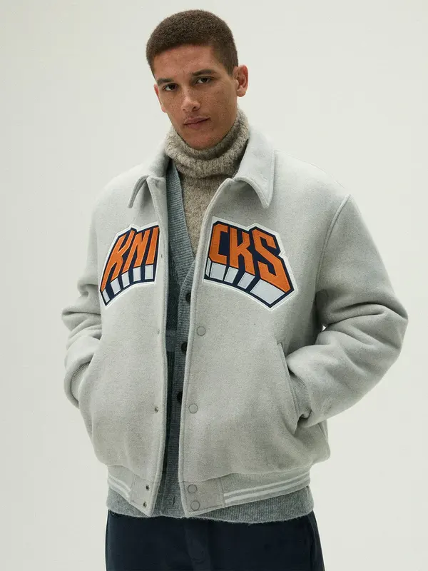 Kith New York Knicks Grey Wool Coaches Jacket