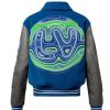 LV Embroidered Varsity Blouson Jacket Blue