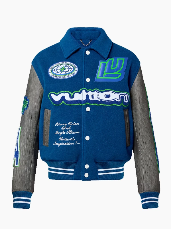 Louis Vuitton Embroidered Varsity Blouson Jacket Blue