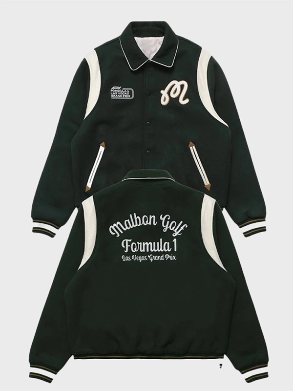 Malbon x formula 1 Grand Prix Green Letterman Jacket