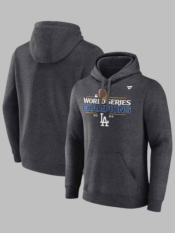 Nike LA DodgershEATHeather Charcol 2024 World Series Champions Locker Room Hoodie