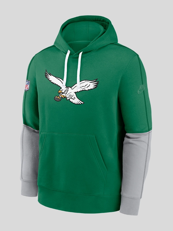 Nike Philadelphia Eagles Kelly Green Throwback Logo Club Tri-Blend Pullover Hoodie